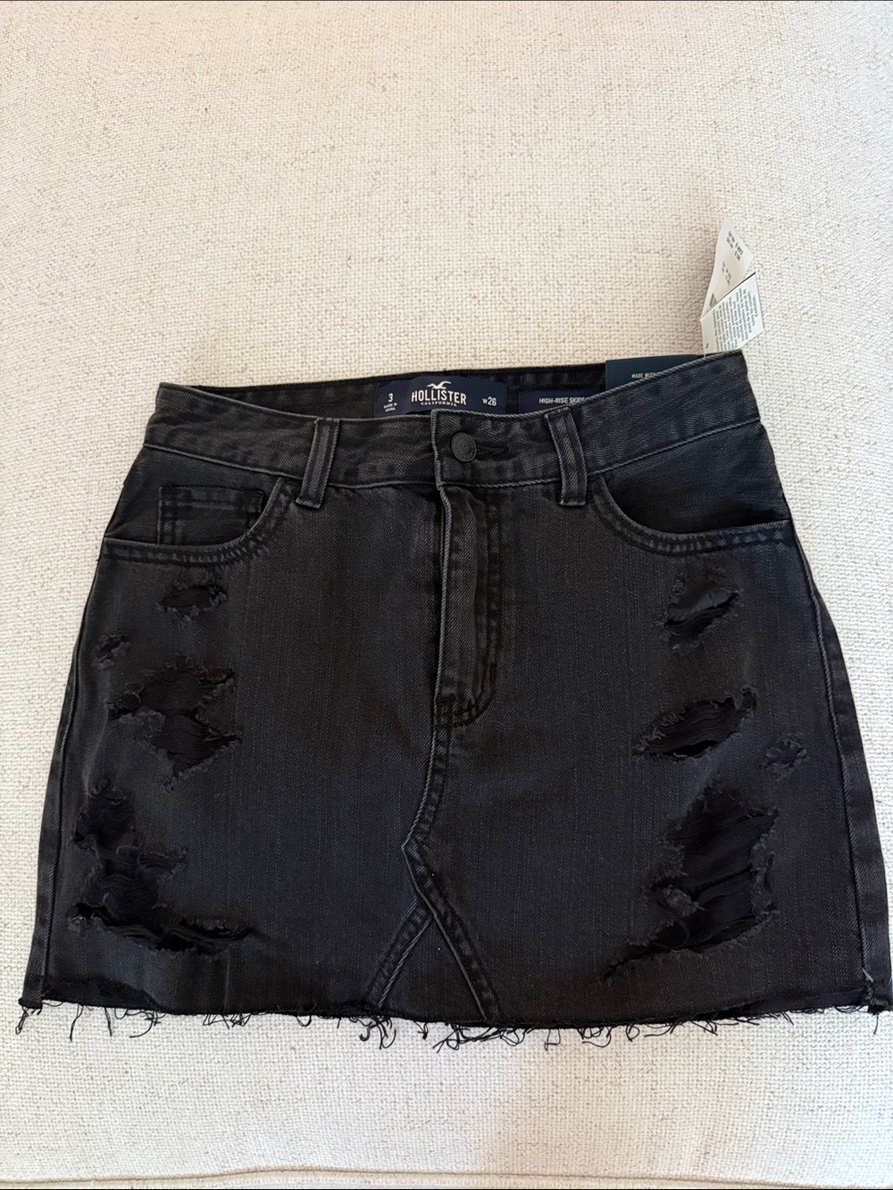 Hollister Black Distressed Denim Mini Skirt